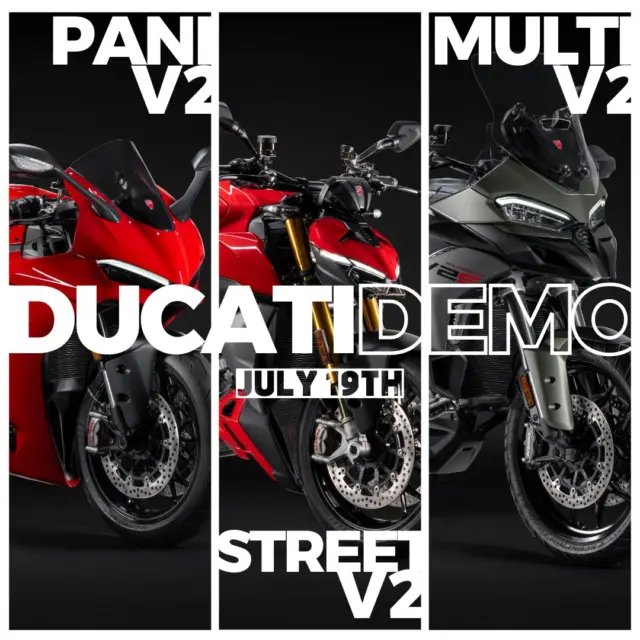 🏍️ Ducati Demo Day – Saturday, July 19th 🏍️
The wait is over — it’s time to ride the red!

Join us for an adrenaline-packed day as we fire up the Panigale V2, Streetfighter V2, and Multistrada V2. This is your chance to test ride one of the Ducati’s most thrilling machines — all in one place.

🔹 Feel the speed of the Panigale V2
🔹 Unleash the power of the Streetfighter V2
🔹 Explore with confidence on the Multistrada V2

✅ Free test rides
✅ Ducati experts on-site
✅ Exclusive one-day offers

📆 Mark your calendar: July 19th
📍 Cross Country Cycle - 911 Middlesex Ave - Metuchen
📲 Call or DM to reserve your spot — limited slots available!

#DucatiDemoDay #RideDucati #PanigaleV2 #StreetfighterV2 #MultistradaV2 #CrossCountryPowersports #RideRed