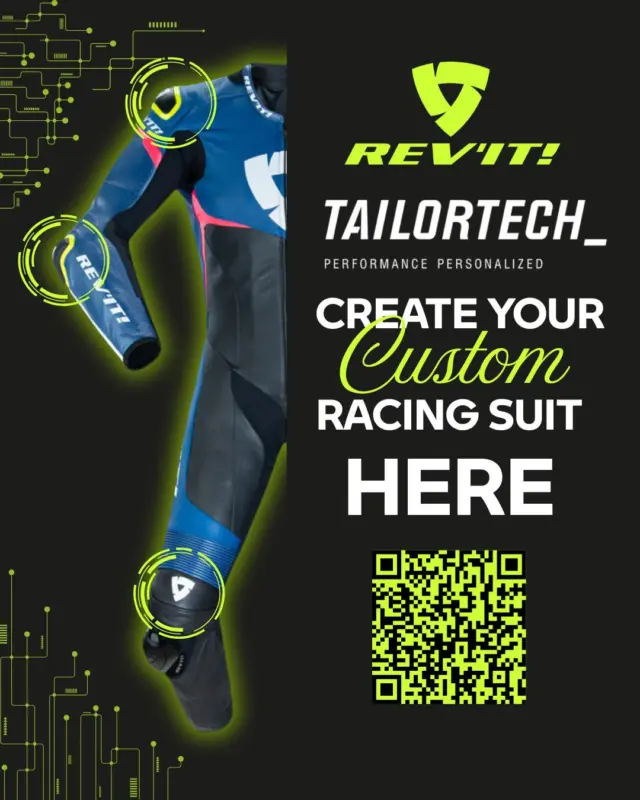 📢 2 Exclusive Chances to Create YOUR Custom REV’IT! Suit

This fall, the REV’IT! Tailortech Tour is coming to YOU. From measurements to materials, posture to graphics— this is the full bespoke experience 🏍️✨

📍 Where & When
📅 Sept 17 — Classic Car Club Manhattan
📅 Sept 26–28 — NJMP during MotoAmerica

💡 What to expect:
✅ One-on-one fitting with REV’IT! specialists
✅ 22 precise measurements + posture + airbag mapping
✅ Leather, stretch & color options — over 19+ choices
✅ Design your graphics & logos on the spot
✅ Production in Italy, delivery in \~6–8 weeks

🔗 Reserve your spot now 👉https://tailortech.revitsport.com/us/landing-page-tour-usa-fall-2025/

#REVIT #TailorTech #REVITRider #MotoAmerica #CustomSuit #RideInStyle #MotorcycleGear #TrackDayReady