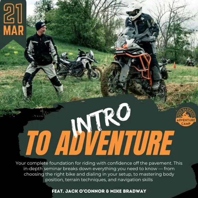 Join us for the Intro to Adventure seminar, designed for both novice and experienced riders. Learn essential skills for dual sport and ADV riding, including bike setup, navigation, and gear selection. This comprehensive seminar will enhance your confidence and capability on any terrain. Don’t miss our special vendor presentations from KLIM on the latest gear. #AdventureRiding #DualSport #MotorcycleTraining #OffRoad #RidingSkills