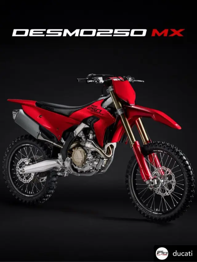 New Desmo250 MX!
Essential by design.
Every surface serves its rider; Built for competition, by those who compete. 
Everything you need for world class competition, nothing extra.

Brand new bike. Brand new engine.
Desmodromic 249.7 cc. 15,000 rpm. 103 kg.

Born to compete. 

#Desmo250MX #Motocross #Dirtbike